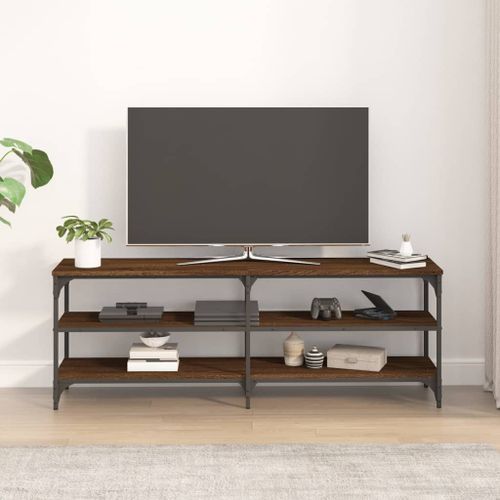 Meuble TV chêne marron 140x30x50 cm bois d'ingénierie - Photo n°3; ?>