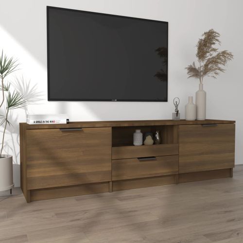 Meuble TV Chêne marron 140x35x40 cm Bois d'ingénierie - Photo n°3; ?>