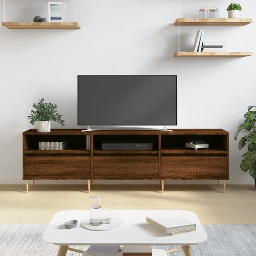 Meuble TV chêne marron 150x30x44,5 cm bois d'ingénierie - Photo n°2; ?>