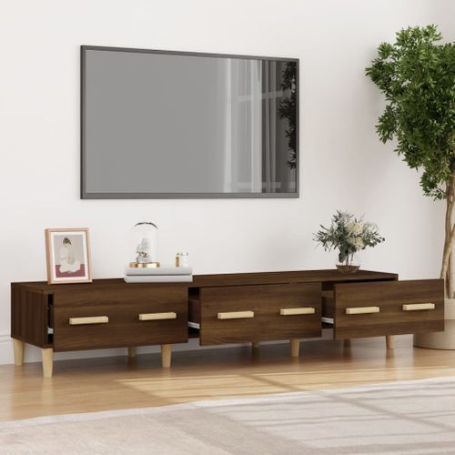 Meuble TV Chêne marron 150x34,5x30 cm Bois d'ingénierie - Photo n°3; ?>