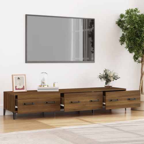 Meuble TV Chêne marron 150x34,5x30 cm Bois d'ingénierie - Photo n°3; ?>