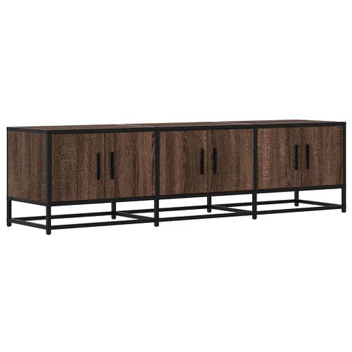 Meuble TV chêne marron 150x35x41 cm bois d'ingénierie et métal - Photo n°2; ?>