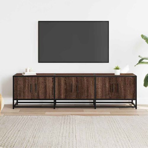 Meuble TV chêne marron 150x35x41 cm bois d'ingénierie et métal - Photo n°3; ?>