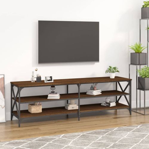 Meuble TV chêne marron 160x40x50 cm bois d'ingénierie - Photo n°2; ?>