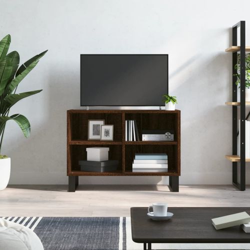 Meuble TV chêne marron 69,5 x 30 x 50 cm bois d'ingénierie - Photo n°2; ?>