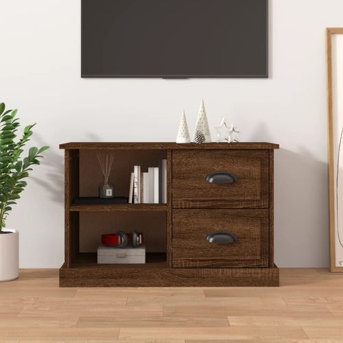 Meuble TV chêne marron 73x35,5x47,5 cm bois d'ingénierie - Photo n°2; ?>