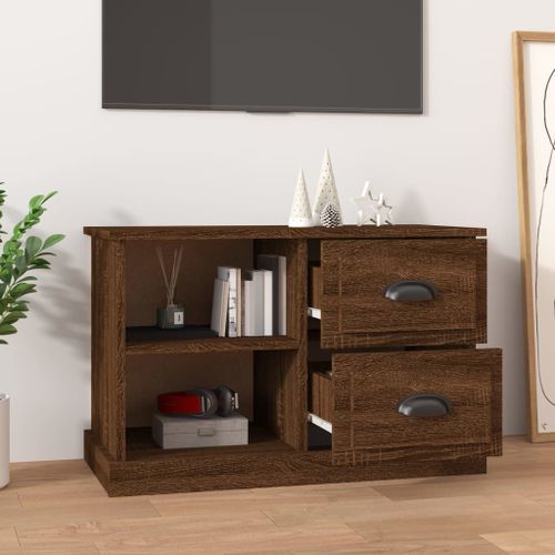 Meuble TV chêne marron 73x35,5x47,5 cm bois d'ingénierie - Photo n°3; ?>