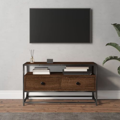 Meuble TV chêne marron 80x35x45 cm bois d'ingénierie - Photo n°2; ?>