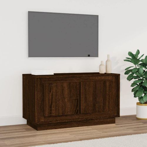 Meuble TV chêne marron 80x35x45 cm bois d'ingénierie - Photo n°2; ?>