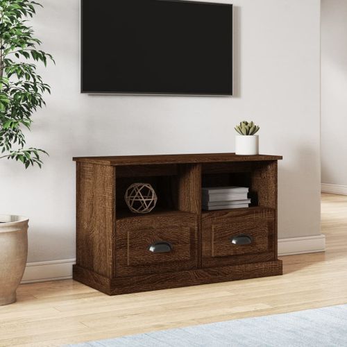 Meuble TV chêne marron 80x35x50 cm bois d'ingénierie - Photo n°2; ?>