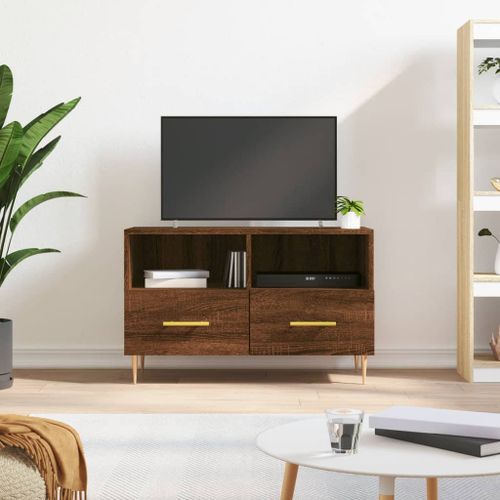 Meuble TV Chêne marron 80x36x50 cm Bois d'ingénierie - Photo n°2; ?>