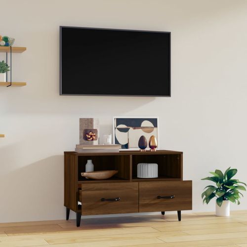 Meuble TV Chêne marron 80x36x50 cm Bois d'ingénierie - Photo n°3; ?>