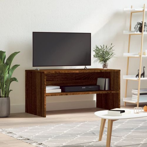 Meuble TV chêne marron 80x40x40 cm bois d'ingénierie - Photo n°2; ?>