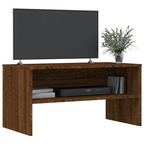 Meuble TV chêne marron 80x40x40 cm bois d'ingénierie - Photo n°3; ?>