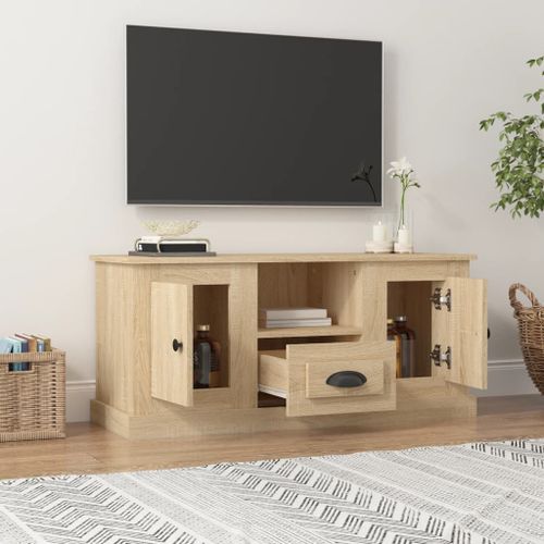 Meuble TV chêne sonoma 100x35,5x45 cm bois d'ingénierie - Photo n°3; ?>