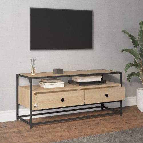 Meuble TV chêne sonoma 100x35x45 cm bois d'ingénierie - Photo n°3; ?>