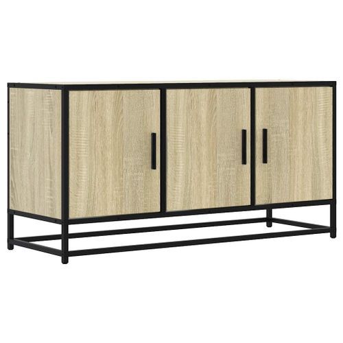 Meuble TV chêne sonoma 100x35x50 cm bois d'ingénierie et métal - Photo n°2; ?>