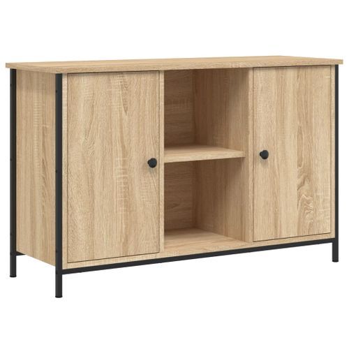 Meuble TV chêne sonoma 100x35x65 cm bois d'ingénierie - Photo n°2; ?>