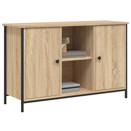 Meuble TV chêne sonoma 100x35x65 cm bois d'ingénierie - Photo n°3; ?>