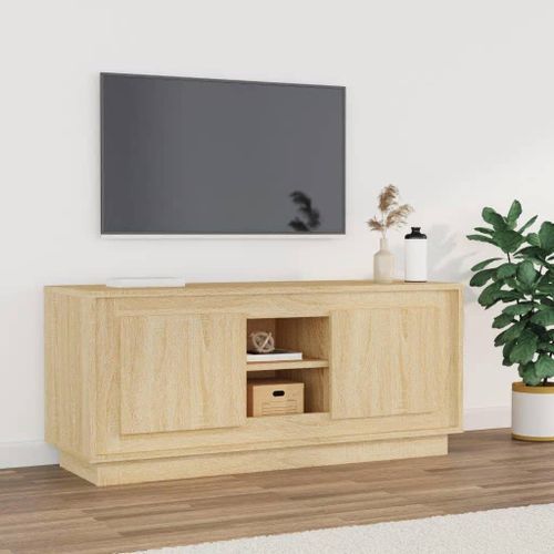 Meuble TV chêne sonoma 102x35x45 cm bois d'ingénierie - Photo n°2; ?>