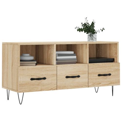 Meuble TV chêne sonoma 102x36x50 cm bois d'ingénierie - Photo n°3; ?>