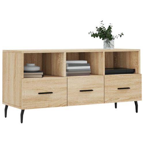 Meuble TV chêne sonoma 102x36x50 cm bois d'ingénierie - Photo n°3; ?>