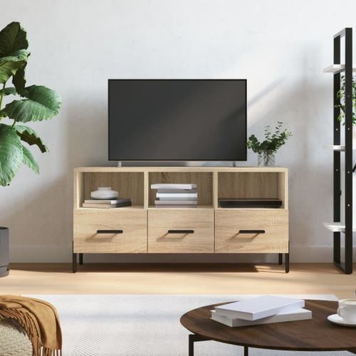 Meuble TV chêne sonoma 102x36x50 cm bois d'ingénierie - Photo n°2; ?>