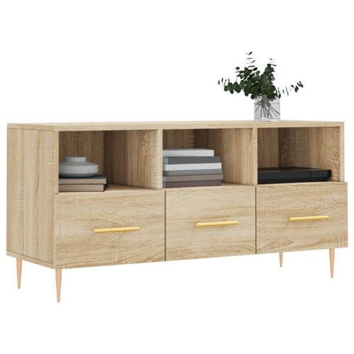 Meuble TV chêne sonoma 102x36x50 cm bois d'ingénierie - Photo n°3; ?>