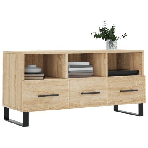 Meuble TV chêne sonoma 102x36x50 cm bois d'ingénierie - Photo n°3; ?>