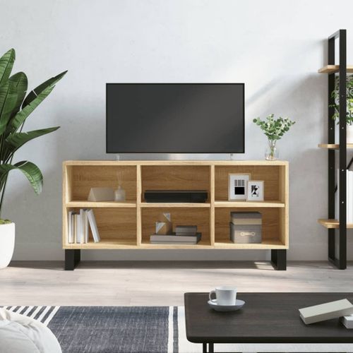 Meuble TV chêne sonoma 103,5x30x50 cm bois d'ingénierie - Photo n°2; ?>