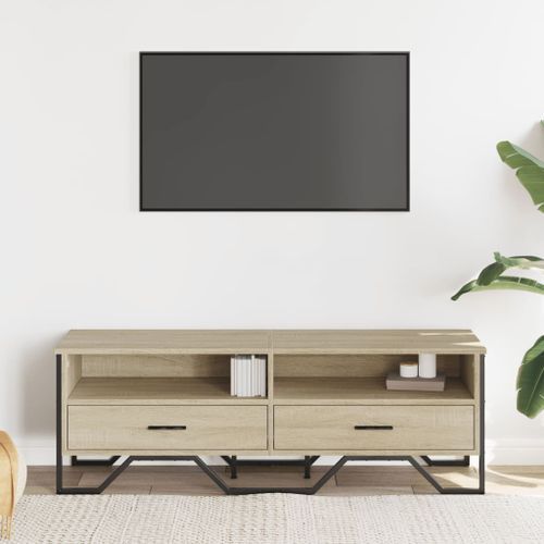 Meuble TV chêne sonoma 122x34x41 cm bois d'ingénierie - Photo n°3; ?>