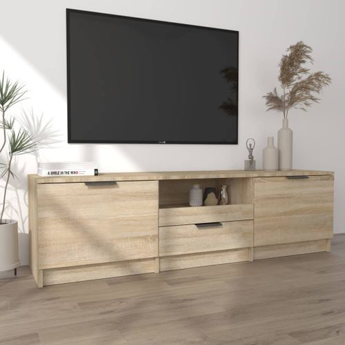 Meuble TV chêne sonoma 140x35x40 cm bois d'ingénierie - Photo n°3; ?>