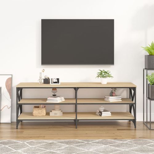 Meuble TV chêne sonoma 140x40x50 cm bois d'ingénierie - Photo n°3; ?>