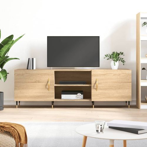 Meuble TV chêne sonoma 150x30x50 cm bois d'ingénierie - Photo n°2; ?>