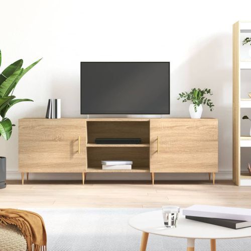 Meuble TV chêne sonoma 150x30x50 cm bois d'ingénierie - Photo n°2; ?>