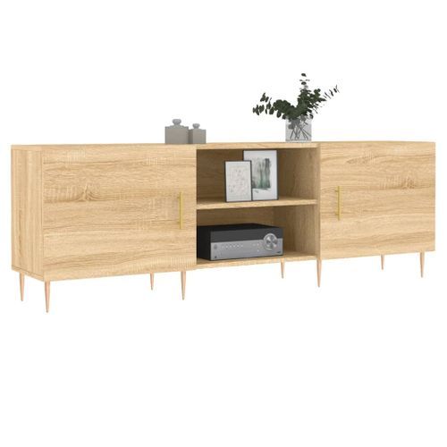 Meuble TV chêne sonoma 150x30x50 cm bois d'ingénierie - Photo n°3; ?>