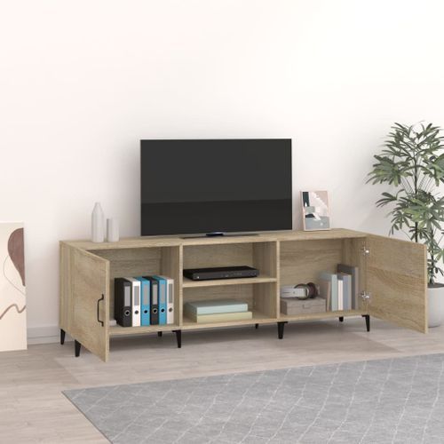 Meuble TV chêne sonoma 150x30x50 cm bois d'ingénierie - Photo n°3; ?>