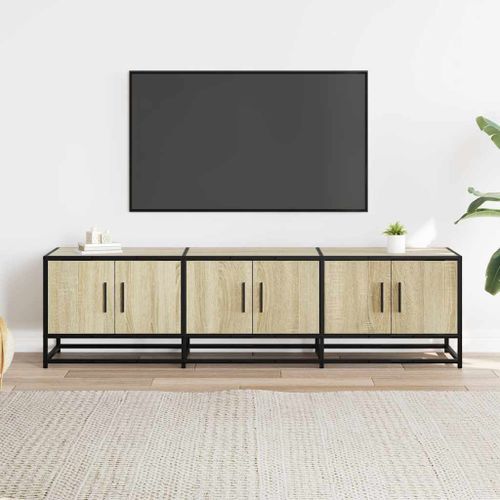 Meuble TV chêne sonoma 150x35x41 cm bois d'ingénierie et métal - Photo n°3; ?>