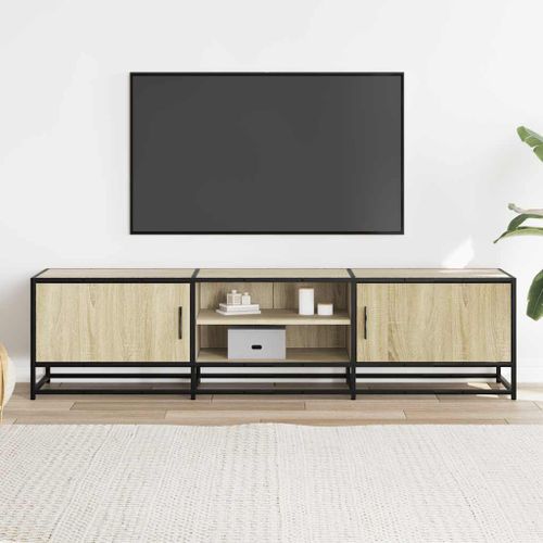 Meuble TV chêne sonoma 160x35x41 cm bois d'ingénierie et métal - Photo n°3; ?>