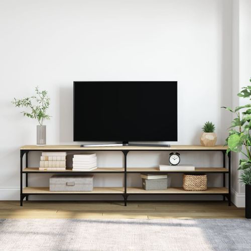 Meuble TV chêne sonoma 180x30x50 cm bois d'ingénierie et métal - Photo n°3; ?>