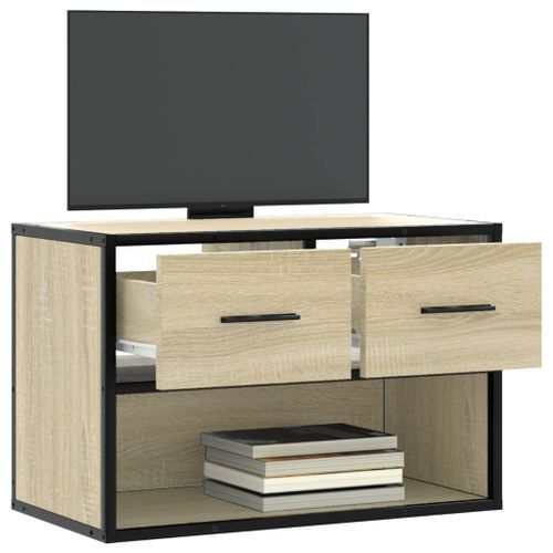 Meuble TV chêne sonoma 60x31x39,5 cm bois d'ingénierie et métal - Photo n°3; ?>