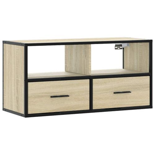 Meuble TV chêne sonoma 80x31x39,5 cm bois d'ingénierie et métal - Photo n°2; ?>