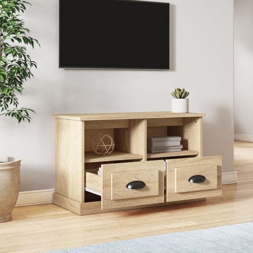 Meuble TV chêne sonoma 80x35x50 cm bois d'ingénierie - Photo n°3; ?>