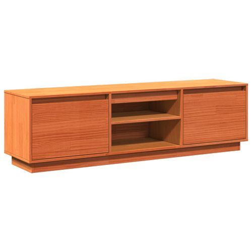 Meuble TV cire marron 140x35x40 cm bois pin massif - Photo n°2; ?>