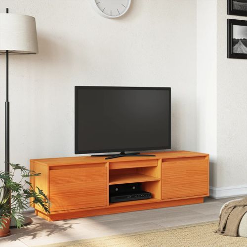 Meuble TV cire marron 140x35x40 cm bois pin massif - Photo n°3; ?>