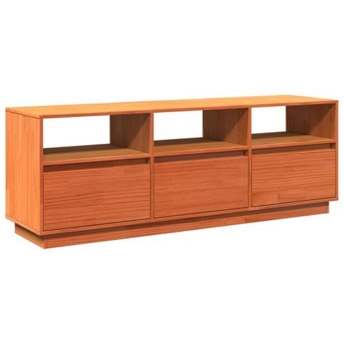 Meuble TV cire marron 140x37x50 cm bois pin massif - Photo n°2; ?>