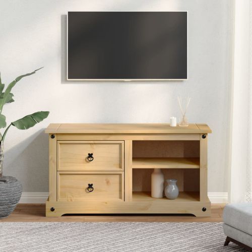 Meuble TV Corona 100x40x52 cm bois de pin massif - Photo n°3; ?>