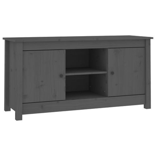 Meuble TV Gris 103x36,5x52 cm Bois de pin massif - Photo n°2; ?>