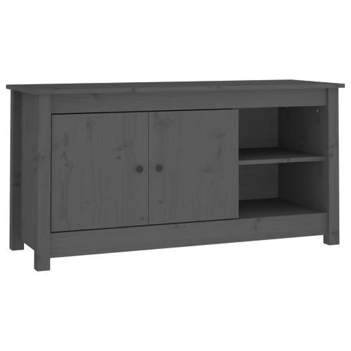 Meuble TV Gris 103x36,5x52 cm Bois de pin massif - Photo n°2; ?>