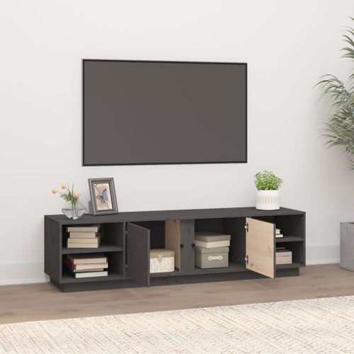 Meuble TV Gris 156x40x40 cm Bois de pin massif - Photo n°3; ?>